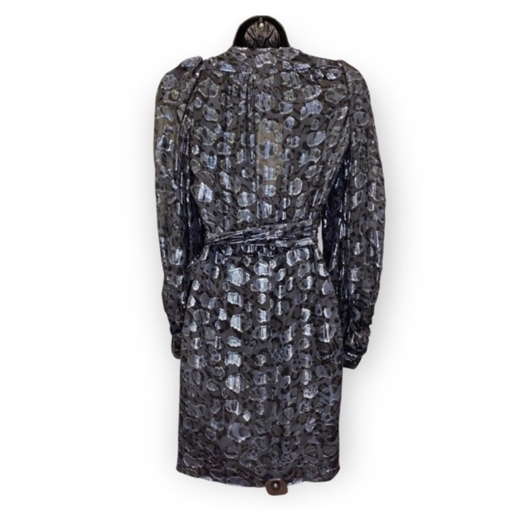 ba&sh Black and Blue/Silver Metallic Patterned Wrap Dress - Picture 6 of 7